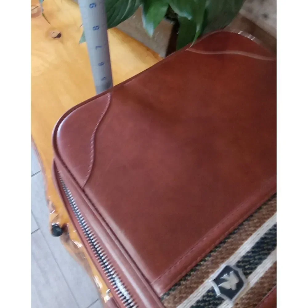 VTG Leather Overnight Suit Case Travel Bag Retro